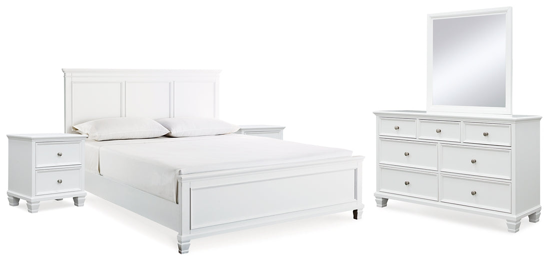 Fortman  Panel Bed With Mirrored Dresser And 2 Nightstands