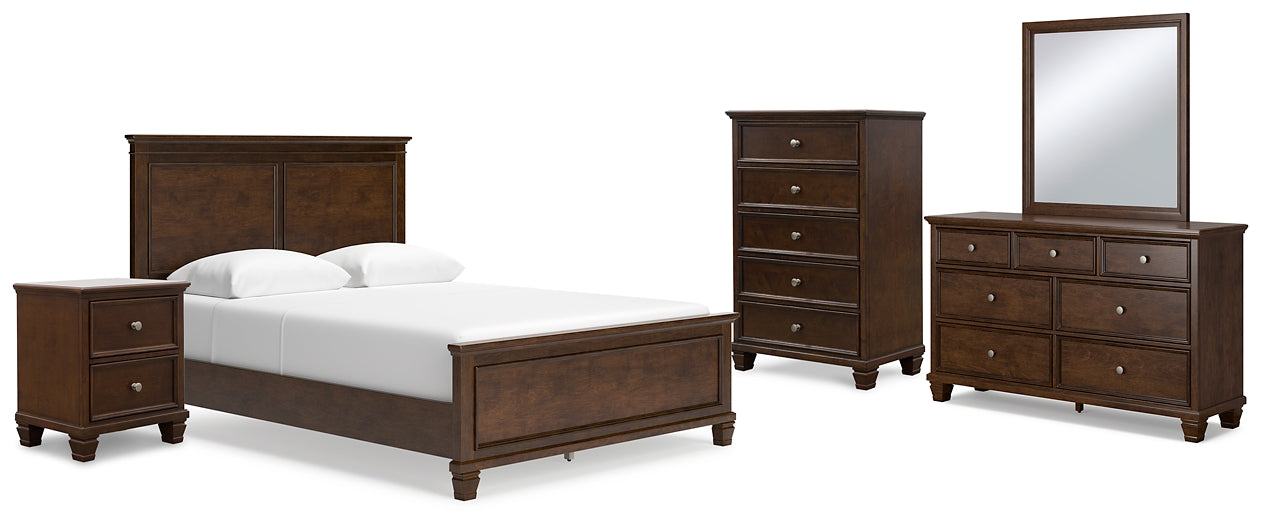 Danabrin  Panel Bed With Mirrored Dresser, Chest And Nightstand