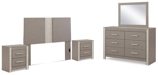 Surancha / Panel Headboard With Mirrored Dresser And 2 Nightstands