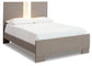 Surancha  Panel Bed With Mirrored Dresser And 2 Nightstands