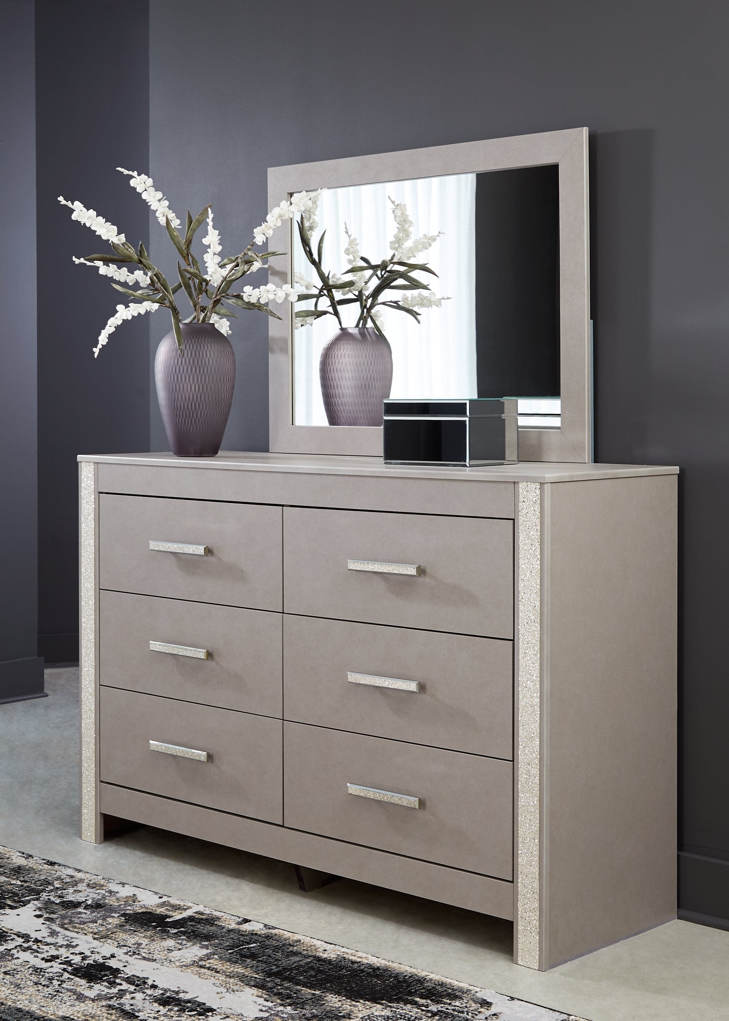 Surancha / Panel Headboard With Mirrored Dresser, Chest And 2 Nightstands