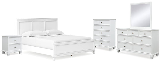 Fortman California  Panel Bed With Mirrored Dresser, Chest And Nightstand