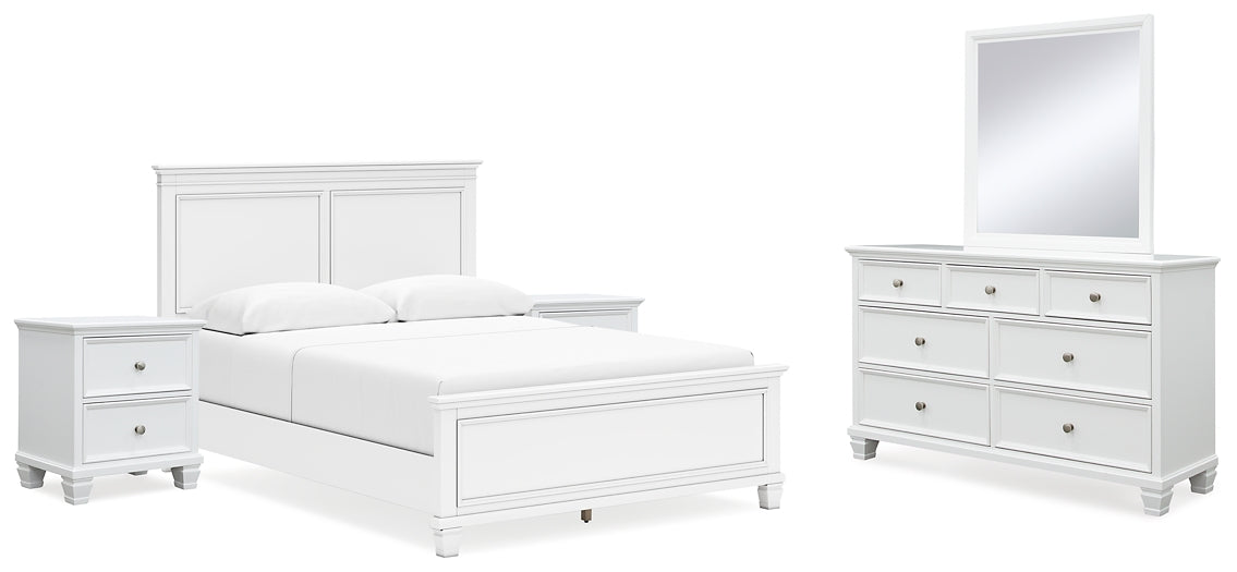 Fortman  Panel Bed With Mirrored Dresser And 2 Nightstands