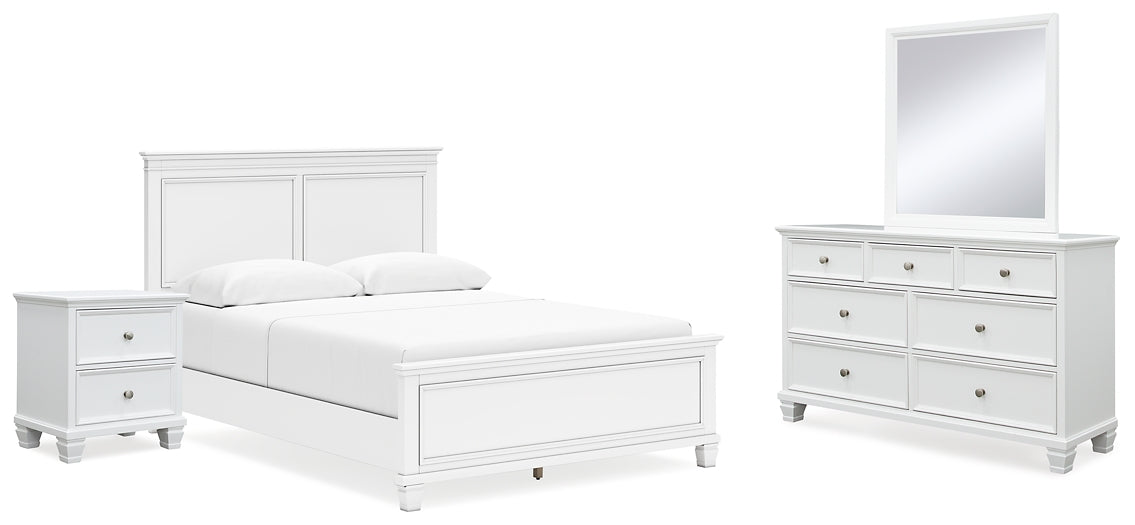 Fortman  Panel Bed With Mirrored Dresser And Nightstand