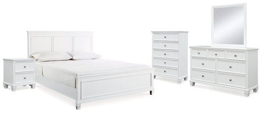 Fortman  Panel Bed With Mirrored Dresser, Chest And Nightstand