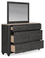 Nanforth  Panel Headboard With Mirrored Dresser, Chest And Nightstand