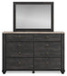 Nanforth  Panel Bed With Mirrored Dresser And Nightstand