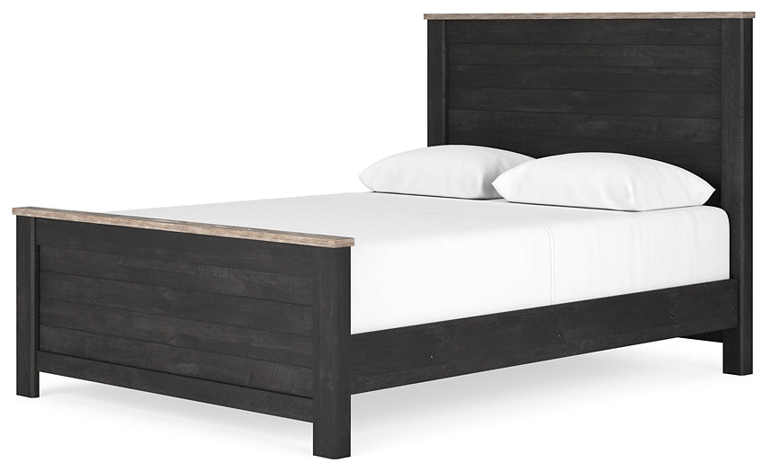 Nanforth  Panel Bed With Mirrored Dresser And 2 Nightstands