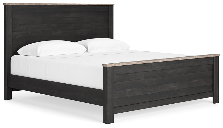 Nanforth  Panel Bed With Mirrored Dresser, Chest And Nightstand