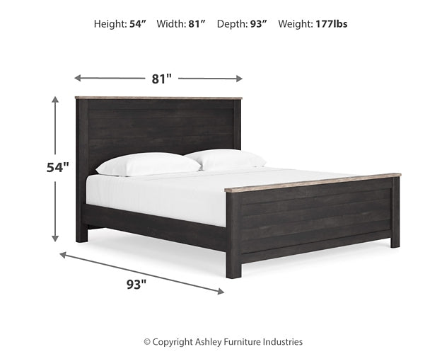 Nanforth  Panel Bed With Mirrored Dresser, Chest And Nightstand