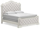 Arlendyne California  Upholstered Bed With Mirrored Dresser And 2 Nightstands