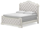 Arlendyne California  Upholstered Bed With Mirrored Dresser And 2 Nightstands