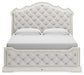 Arlendyne California  Upholstered Bed With Mirrored Dresser And 2 Nightstands