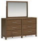 Cabalynn  Upholstered Bed With Mirrored Dresser And 2 Nightstands