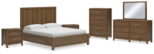 Cabalynn  Panel Bed With Storage With Mirrored Dresser, Chest And 2 Nightstands