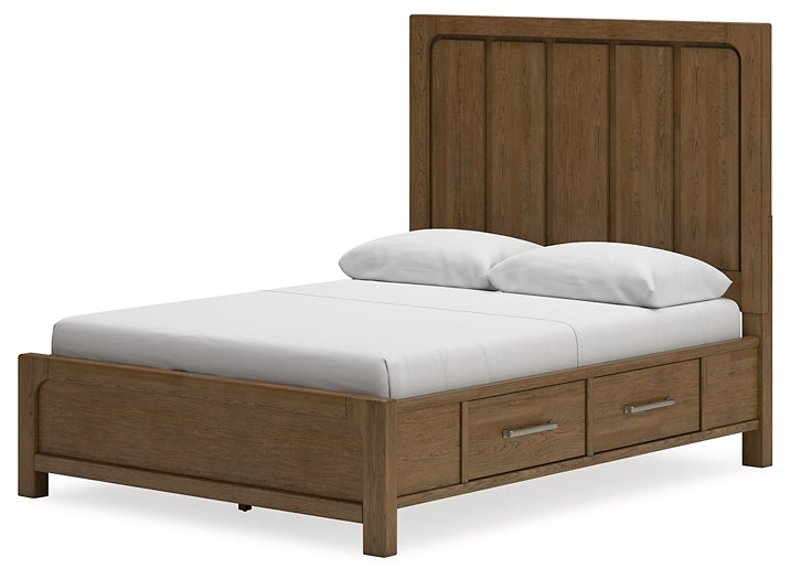 Cabalynn  Panel Bed With Storage With Mirrored Dresser And Nightstand