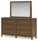 Cabalynn California  Upholstered Bed With Mirrored Dresser And 2 Nightstands