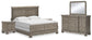 Lexorne  Sleigh Bed With Mirrored Dresser And 2 Nightstands