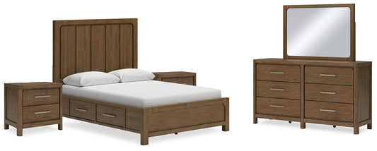 Cabalynn  Panel Bed With Storage With Mirrored Dresser And 2 Nightstands