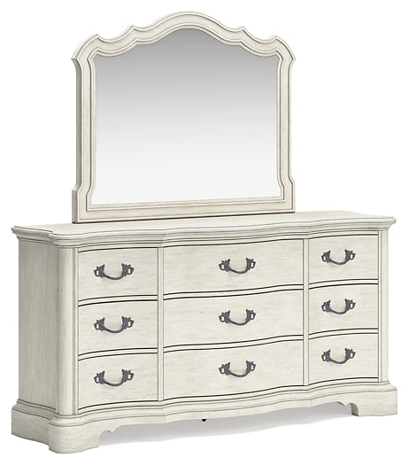 Arlendyne California  Upholstered Bed With Mirrored Dresser And Nightstand