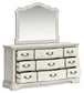 Arlendyne California  Upholstered Bed With Mirrored Dresser And Nightstand