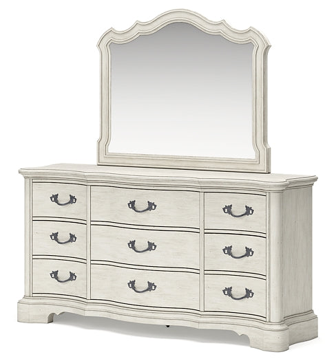 Arlendyne California  Upholstered Bed With Mirrored Dresser And Nightstand