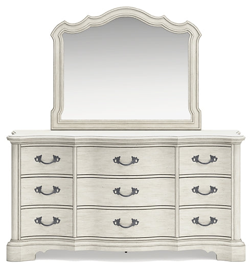 Arlendyne California  Upholstered Bed With Mirrored Dresser, Chest And Nightstand