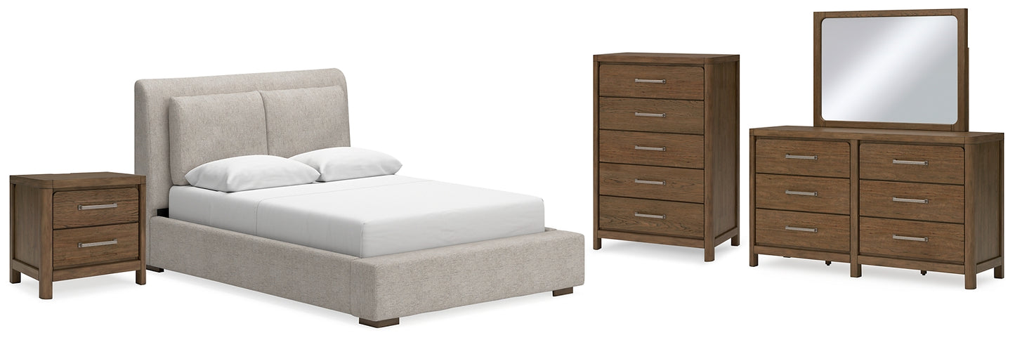 Cabalynn  Upholstered Bed With Mirrored Dresser, Chest And Nightstand