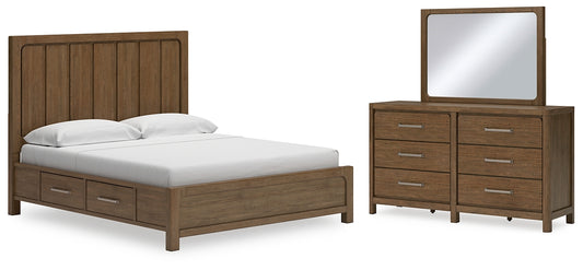 Cabalynn  Panel Bed With Storage With Mirrored Dresser