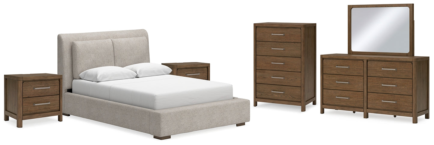 Cabalynn  Upholstered Bed With Mirrored Dresser, Chest And 2 Nightstands