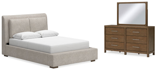 Cabalynn  Upholstered Bed With Mirrored Dresser