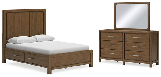 Cabalynn  Panel Bed With Storage With Mirrored Dresser