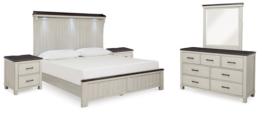 Darborn  Panel Bed With Mirrored Dresser And 2 Nightstands