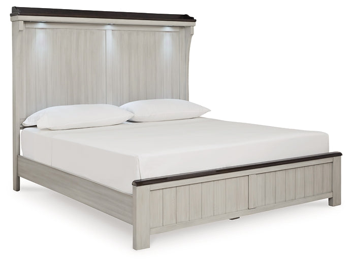 Darborn  Panel Bed With Mirrored Dresser And 2 Nightstands