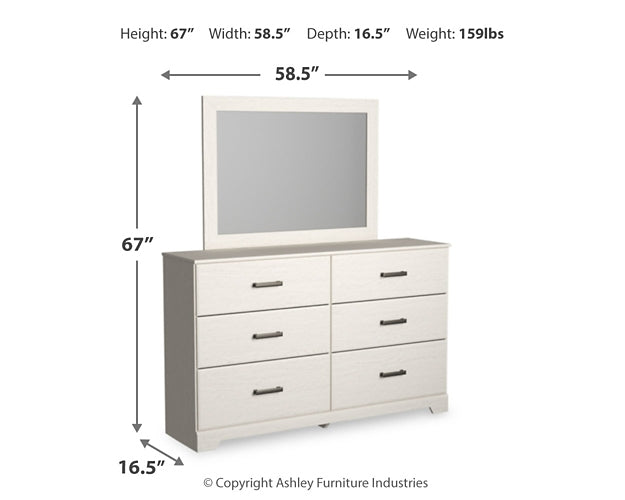 Stelsie  Panel Bed With Mirrored Dresser