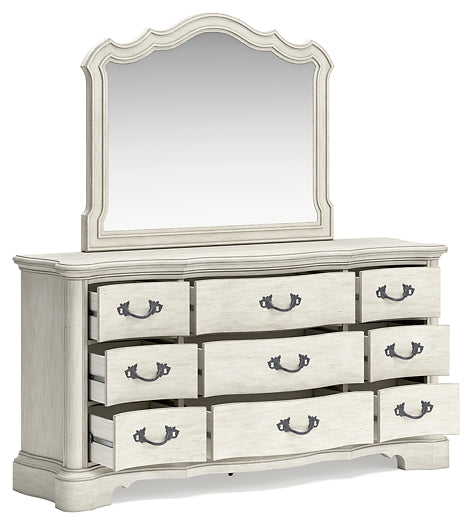 Arlendyne  Upholstered Bed With Mirrored Dresser And Chest