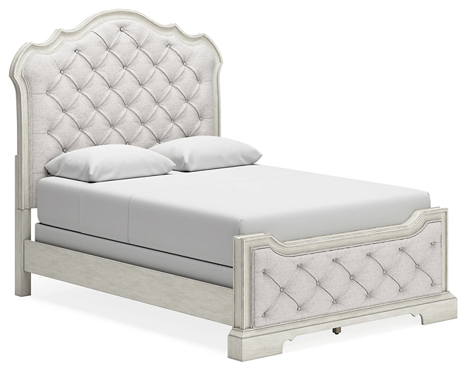 Arlendyne  Upholstered Bed With Mirrored Dresser And Chest