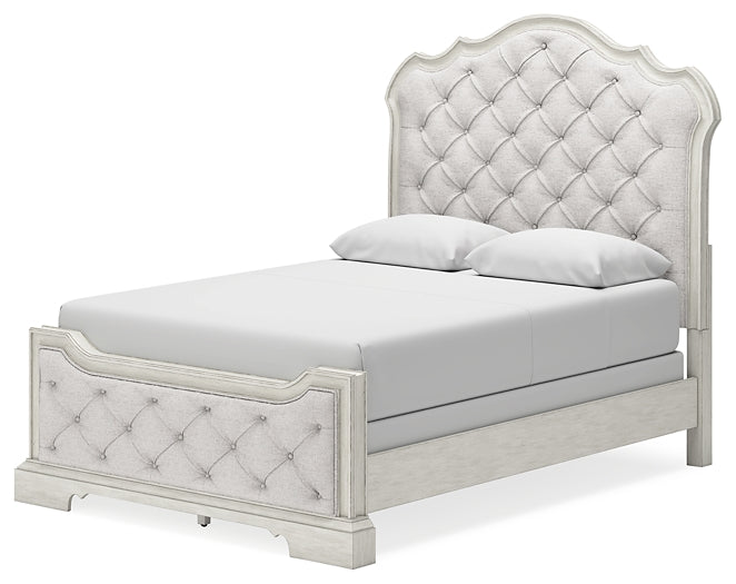 Arlendyne  Upholstered Bed With Mirrored Dresser And Chest