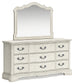 Arlendyne  Upholstered Bed With Mirrored Dresser, Chest And Nightstand