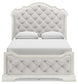 Arlendyne  Upholstered Bed With Mirrored Dresser, Chest And Nightstand