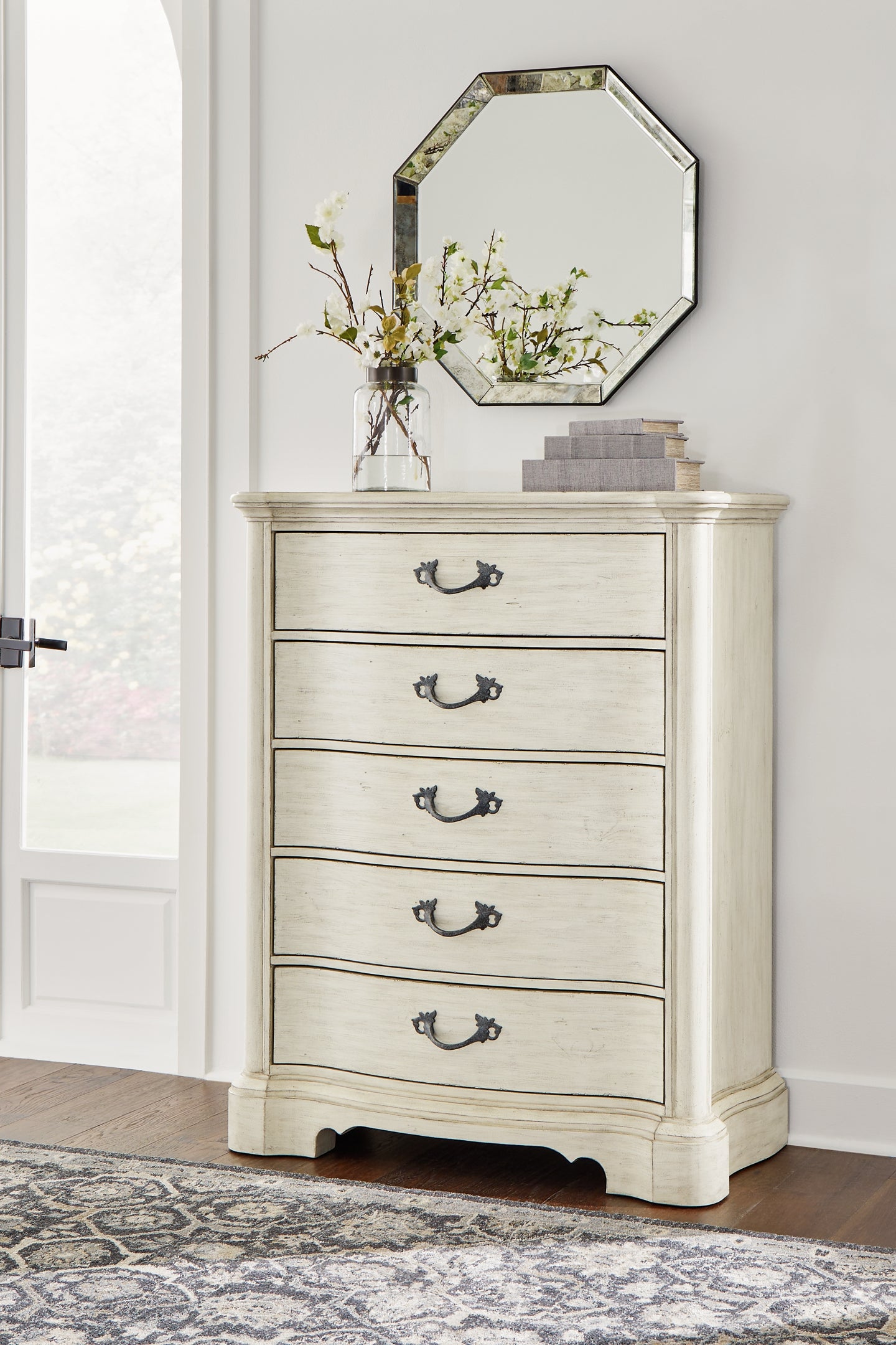 Arlendyne  Upholstered Bed With Mirrored Dresser, Chest And Nightstand