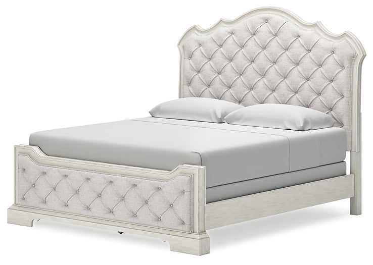 Arlendyne  Upholstered Bed With Mirrored Dresser And 2 Nightstands