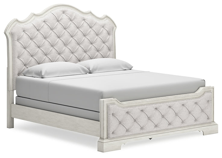 Arlendyne  Upholstered Bed With Mirrored Dresser, Chest And Nightstand