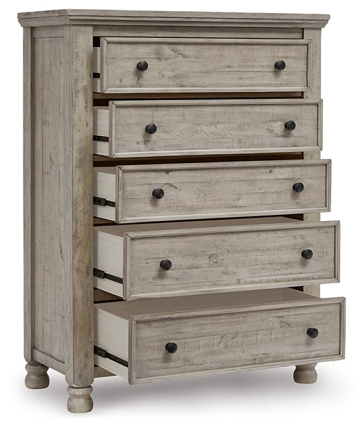 Harrastone  Panel Bed With Mirrored Dresser And Chest