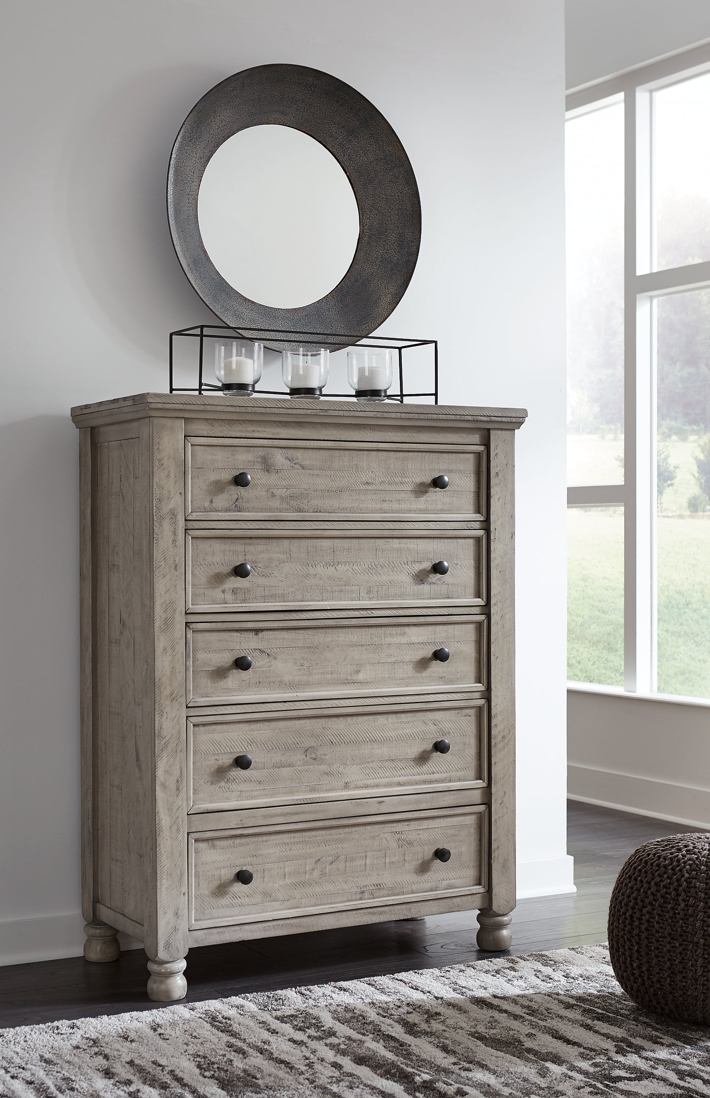 Harrastone  Panel Bed With Mirrored Dresser And Chest