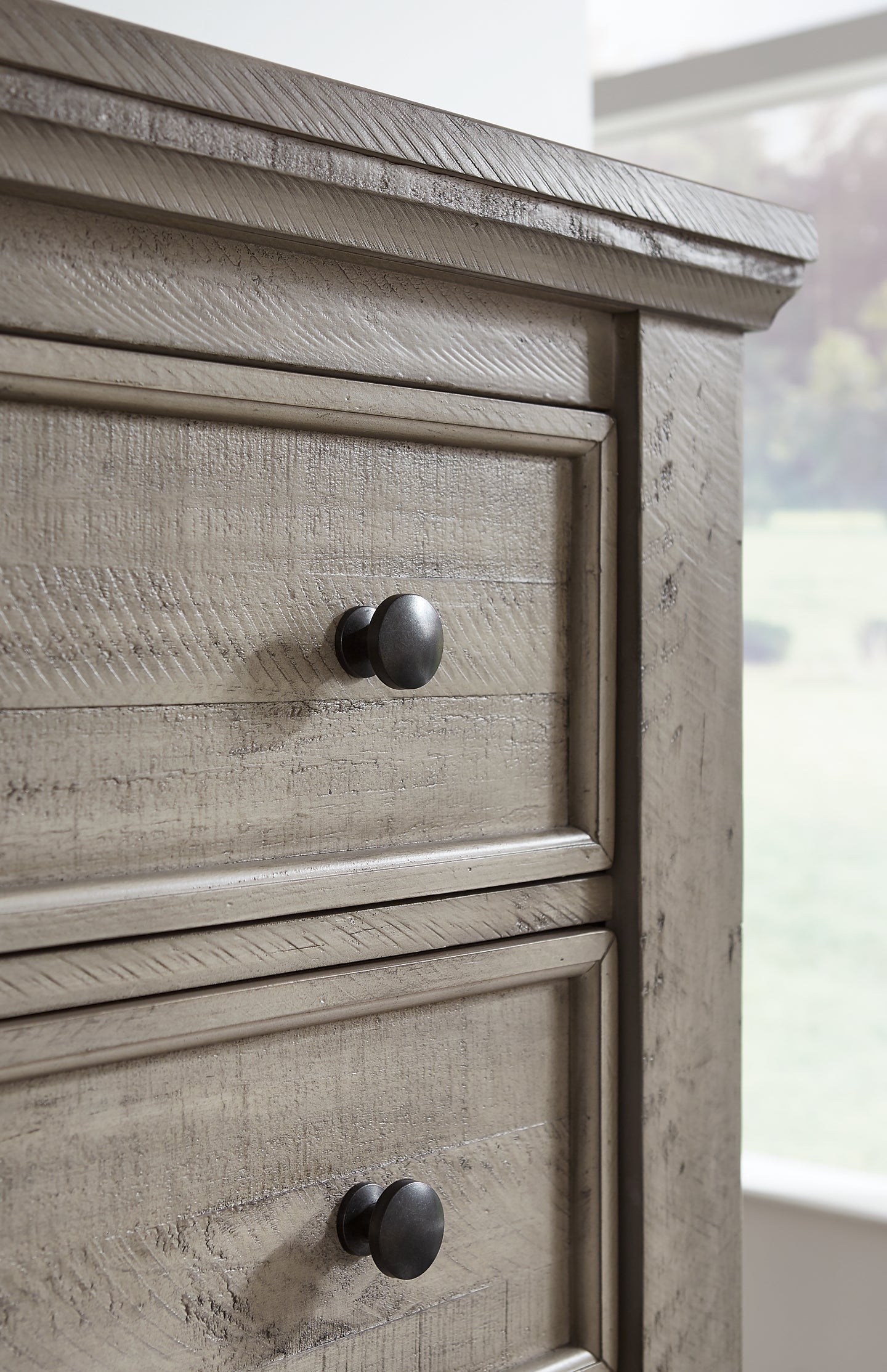 Harrastone  Panel Bed With Mirrored Dresser And Chest