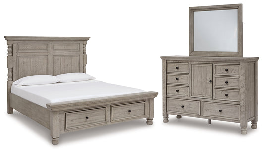 Harrastone California  Panel Bed With Mirrored Dresser