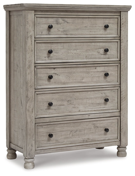 Harrastone California  Panel Bed With Mirrored Dresser And Chest