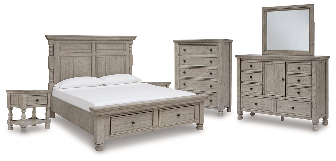 Harrastone California  Panel Bed With Mirrored Dresser, Chest And 2 Nightstands