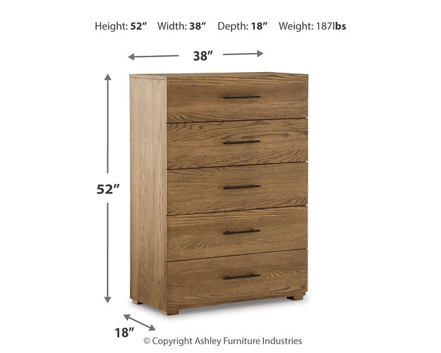 Dakmore California  Upholstered Bed With Mirrored Dresser And Chest